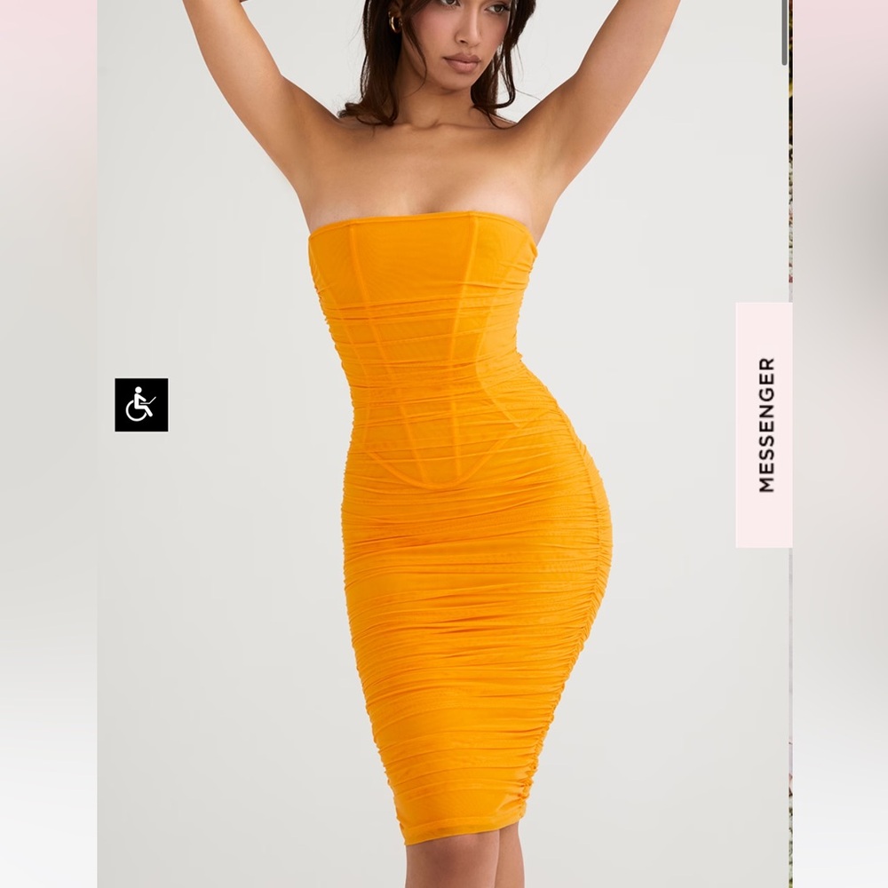 House of CB. Size small. Orange strapless corset dress.